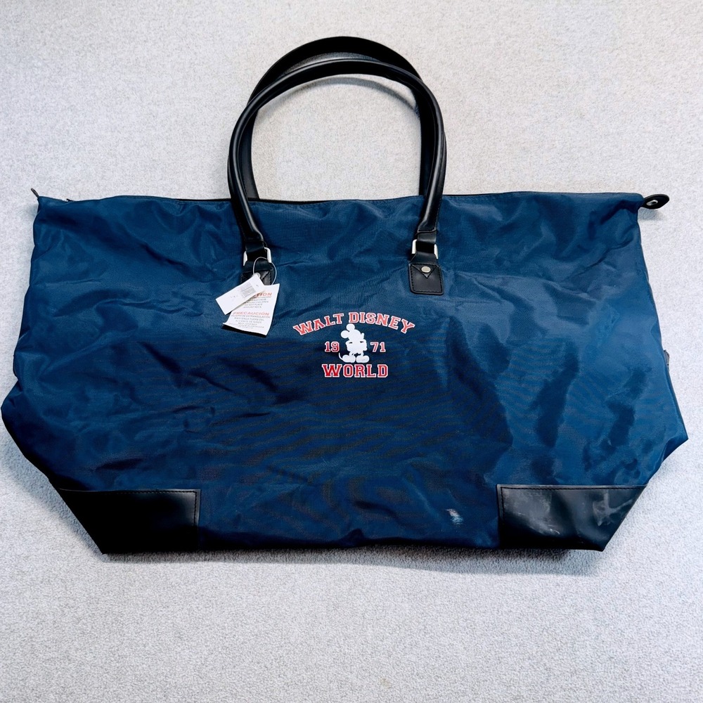 Walt Disney World 1971 Packable Weekender Duffel Travel Bag Blue Mickey Tote NWT